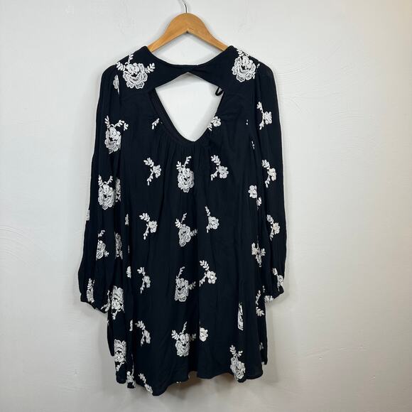 Free People Black & White Embroidered Austin Mini Dress - Picture 8 of 8